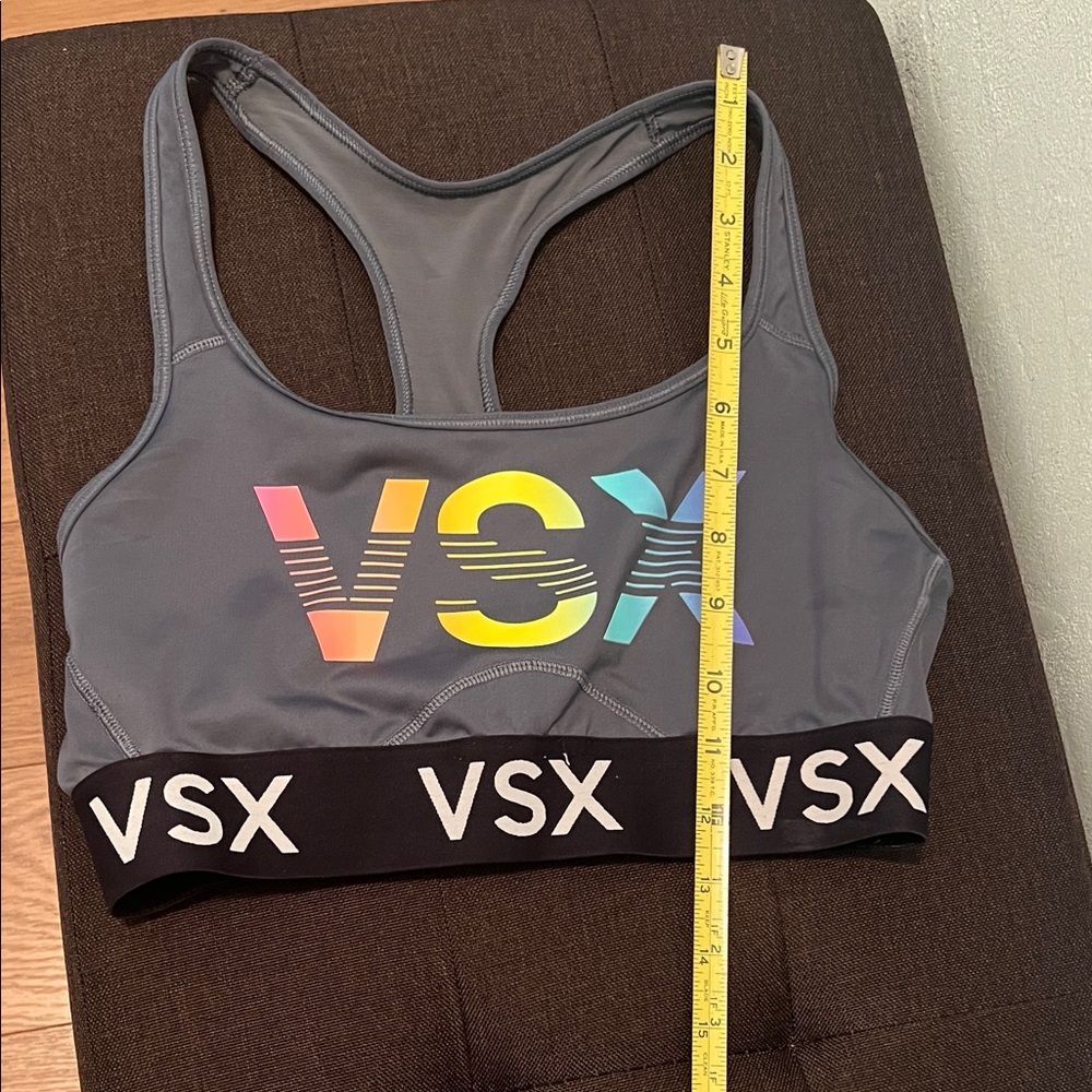 #1145**Victoria's Secret Black Sports Bra with Multicolor VSX Logo - Picture 2 of 3